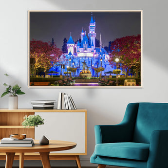 66710-MGV-CV-36X24-Enchanted Castle Wall Art – Magical Night Scene Canvas Print with Glowing Lights, Fantasy Architecture Artwork for Living Room,