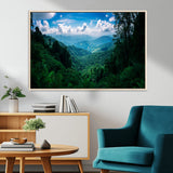 74439378-MGV-CV-36X24-Tropical Jungle Wall Art Canvas Print, Framed Lush Valley Art Picture Print, Forest Mountains Perfect Tropical Wilderness Decor