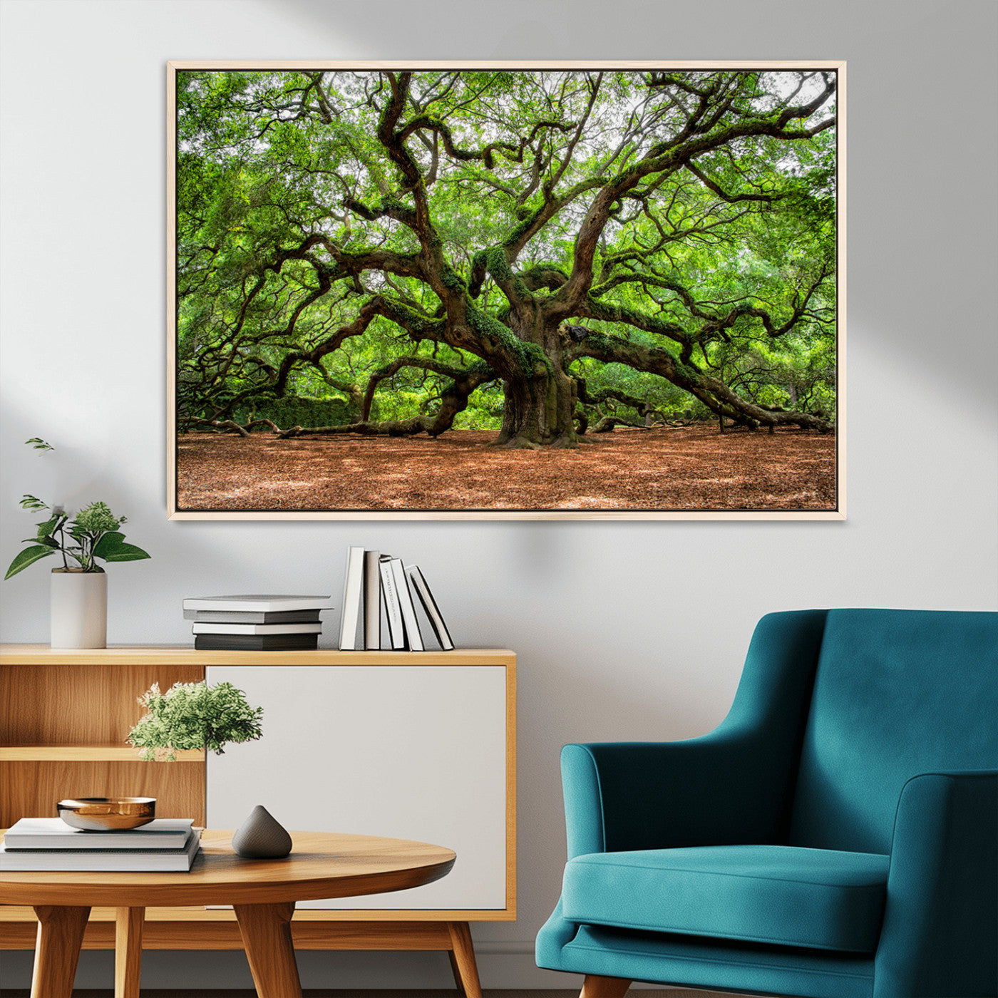 51255351-MGV-CV-36X24-Ancient Tree Wall Art – Majestic Oak Canvas Print, Large Nature Photography, Sacred Forest Landscape Wall Décor, Wisdom Tree