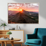 50957419-MGV-CV-36X24-Mountain Sunrise Wall Art Canvas Print, Framed Alpine Ridge Art Picture Print, Mountain Range Perfect Vibrant Rustic Decor Artwork