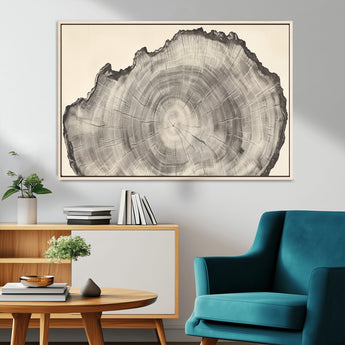 98921313-MGV-FC-36X24_Natural-Tree Ring Wall Art Canvas Print, Framed Wood Slice Art Picture Print, Minimalist Wood Perfect Rustic Academic Decor Artwork