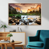 90956031-MGV-CV-36X24-Yosemite Valley Wall Art – Scenic Mountain River Landscape Canvas Print, Nature Photography for Living Room, Bedroom, Cabin,
