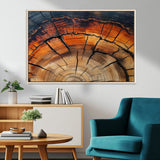 65909987-MGV-CV-36X24-Rustic Tree Ring Wall Art – Nature Inspired Wooden Texture Canvas Print, Modern Abstract Artwork for Living Room, Bedroom, Office