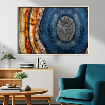 84489410-MGV-CV-36X24-Framed Abstract Tree Ring Wall Art Print, Natural Rustic Wood Texture Canvas Print, Wood Tree Stump Farmhouse, Log Cabin Wooden