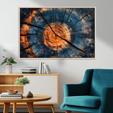 81894502-MGV-CV-36X24-Burnt Wood Wall Art Canvas Print, Framed Aged Timber Art Picture Print, Rustic Tree Slice Perfect Rustic Decor Artwork for Home,