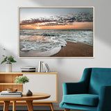 40632752-MGV-CV-36X24-Ocean Sunset Wall Art Canvas Print, Framed Beach Waves Art Picture Print, Coastal Scene Perfect Coastal Decor Artwork