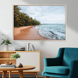88125882-MGV-FC-36X24_Natural-Tropical Shoreline Wall Art Canvas Print, Framed Palm Trees Art Picture Print, Tropical Ocean Perfect Tropical Coastal Decor