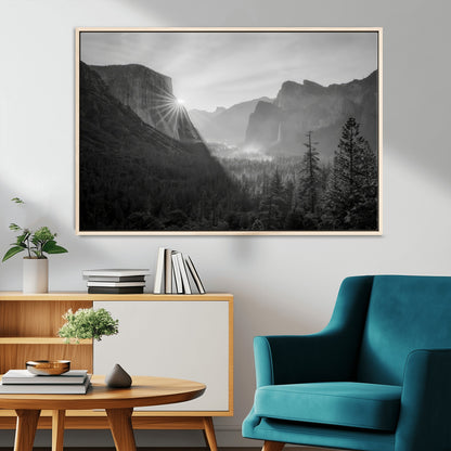 39278955-MGV-CV-36X24-Yosemite Valley Wall Art Canvas Print, Framed El Capitan Art Picture Print, Misty Mountain Perfect Modern Rustic Decor Artwork