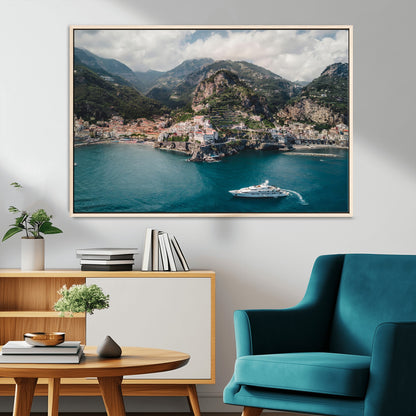 20321590-MGV-CV-36X24-Amalfi Coast Wall Art Canvas Print, Framed Italy Travel Art Picture Print, Mediterranean Landscape Perfect Mediterranean Coastal