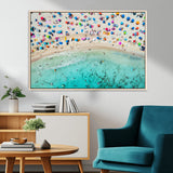 76172085-MGV-CV-36X24-Tropical Shoreline Wall Art Canvas Print, Framed Beach Relaxing Art Picture Print, Aerial Summer Perfect Coastal Vibrant Decor