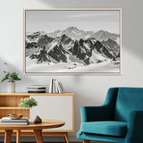 46884246-MGV-CV-36X24-Snowy Mountain Wall Art Canvas Print, Framed Mountain Peaks Art Picture Print, Alpine Mountains Perfect Minimalist Alpine Decor
