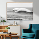 42544082-MGV-CV-36X24-Monochrome Seascape Wall Art Canvas Print, Framed Surf Wave Art Picture Print, Minimalist Ocean Perfect Moody Coastal Decor