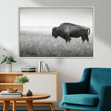 28435251-MGV-CV-36X24-Bison In Prairie Wall Art Canvas Print, Framed Rustic Wildlife Art Picture Print, Wild Buffalo Perfect Rustic Western Decor