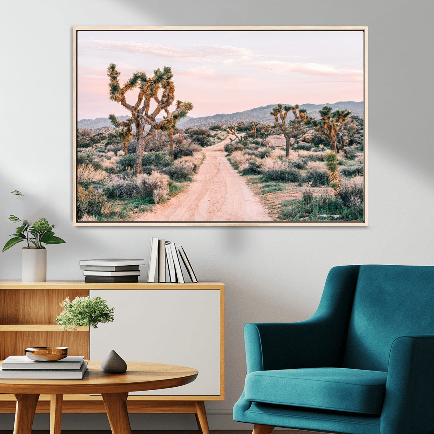 12540952-MGV-CV-36X24-Joshua Tree Park Wall Art Canvas Print, Framed Desert Road Art Picture Print, Sunset Drive Perfect Southwestern Boho Decor Artwork