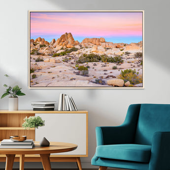 96167137-MGV-CV-36X24-Vibrant Sunset Sky Wall Art Canvas Print, Framed Joshua Tree Art Picture Print, Rugged Terrain Perfect Southwestern Boho Decor