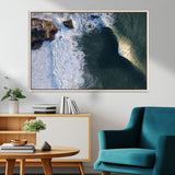 37405684-MGV-CV-36X24-Nazaré Coast Wall Art Canvas Print, Framed Aerial Ocean Art Picture Print, Coastal Fortress Perfect Dramatic Coastal Decor Artwork