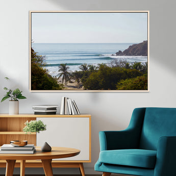 88336640-MGV-FC-36X24_Natural-Tropical Beach Scene Wall Art Canvas Print, Framed Coastal Photography Art Picture Print, Ocean Horizon Art Perfect Coastal Boho