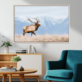 96024025-MGV-CV-36X24-Elk Photography Wall Art Canvas Print, Framed Mountain Wildlife Art Picture Print, Rustic Lodge Decor Perfect Rustic Lodge Decor
