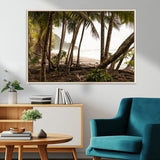 92093951-MGV-CV-36X24-Tropical Jungle Wall Art Canvas Print, Framed Palm Tree Forest Art Picture Print, Coastal Escape Perfect Jungle Retreat Decor