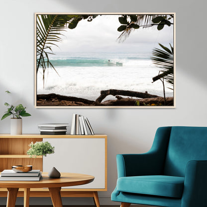 50382104-MGV-CV-36X24-Tropical Surf Wall Art Canvas Print, Framed Palm Tree View Art Picture Print, Beach House Art Perfect Boho Coastal Decor Artwork