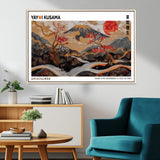 40959107-MGV-CV-36X24-Japanese Fuji Wall Art Print – Red Sun & Cherry Blossom Poster, Gold Wave Ukiyo-e Inspired Modern Japan Landscape Painting,