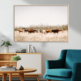 12454132-MGV-CV-36X24-Cow Herd Photography Wall Art Canvas Print, Framed Rustic Farmhouse Decor Art Picture Print, Western Ranch Style Perfect Rustic