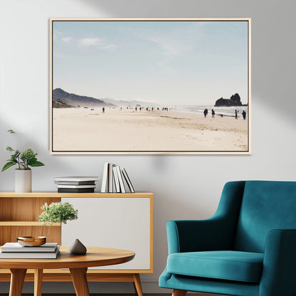 28307820-MGV-CV-36X24-Minimalist Beach Wall Art Canvas Print, Framed Coastal Serenity Art Picture Print, Soft Sand Perfect Modern Coastal Decor Artwork
