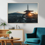 87729656-MGV-CV-36X24-Mount Fuji Wall Art Canvas Print, Framed Japan Travel Art Picture Print, Chureito Pagoda Perfect Zen Minimalism Decor Artwork