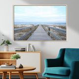 31602988-MGV-CV-36X24-Beach Boardwalk Wall Art Canvas Print, Framed Coastal Serenity Art Picture Print, Ocean View Perfect Coastal Minimalist Decor