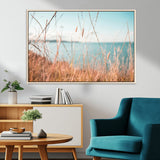 36108696-MGV-CV-36X24-Coastal Grass Wall Art – Serene Ocean View Canvas Print, Beach Nature Photography Decor for Living Room, Bedroom, Office or Modern