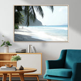 18311030-MGV-CV-36X24-Tropical Beach Wall Art Canvas Print, Framed Serene Ocean Art Picture Print, Palm Tree Shadows Perfect Tropical Coastal Decor