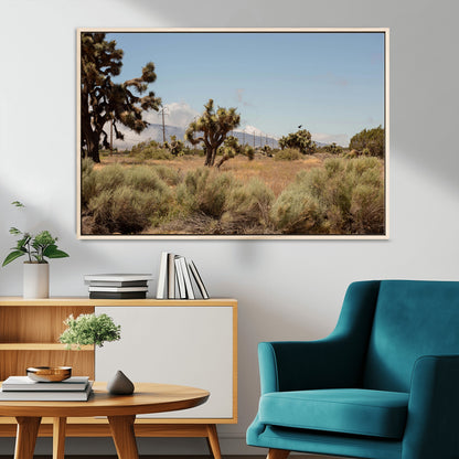 16114018-MGV-CV-36X24-Joshua Tree Wall Art Canvas Print, Framed Desert Landscape Art Picture Print, Mountain Horizon Perfect Southwestern Boho Decor