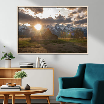 52555760-MGV-CV-36X24-Snowy Peaks Wall Art Canvas Print, Framed Nature Escape Art Picture Print, Rustic Charm Perfect Rustic Western Decor Artwork