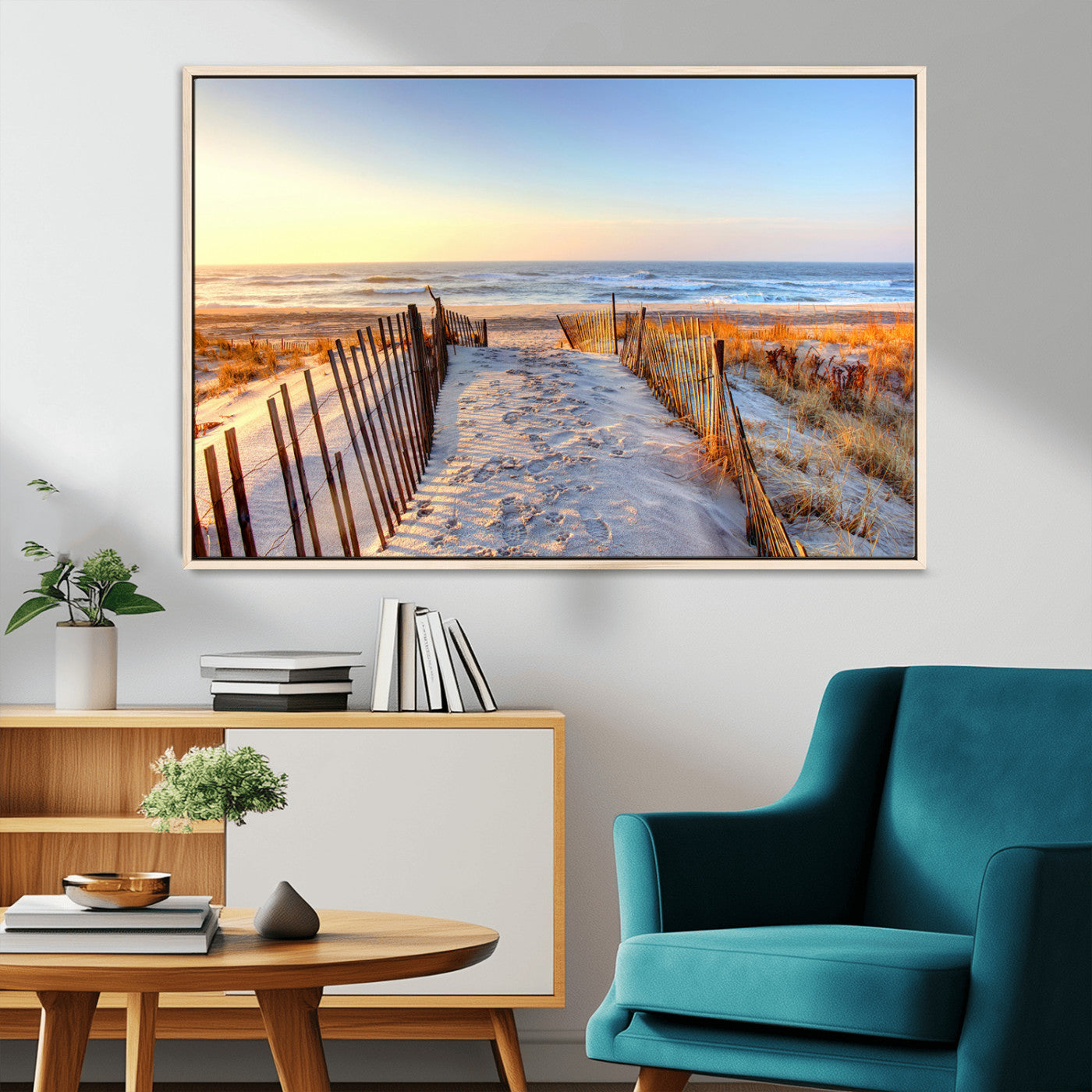 73351887-MGV-CV-36X24-Ocean Sunset Wall Art Wall Art Canvas Print, Framed Nautical Photography Art Picture Print, Summer Beach House Decor Perfect