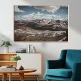 44565953-MGV-CV-36X24-Mountain Landscape Wall Art Canvas Print, Framed Snowy Peaks Art Picture Print, Rugged Highlands Perfect Rustic Adventure Decor