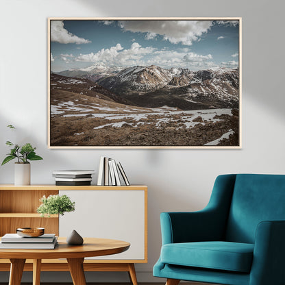 44565953-MGV-CV-36X24-Mountain Landscape Wall Art Canvas Print, Framed Snowy Peaks Art Picture Print, Rugged Highlands Perfect Rustic Adventure Decor