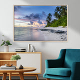 75045485-MGV-CV-36X24-Tropical Beach Wall Art Canvas Print, Framed Sunset Glow Art Picture Print, Palm Tree Coast Perfect Tropical Coastal Decor Artwork