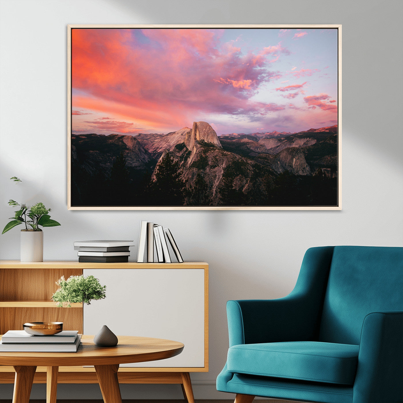 32786115-MGV-CV-36X24-Half Dome Wall Art Canvas Print, Framed Yosemite National Park Art Picture Print, Dramatic Sunset Perfect Adventurous Wilderness