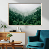 45265379-MGV-CV-36X24-Misty Forest Wall Art – Green Mountain Pine Tree Landscape Canvas Print, Nature Photography Artwork Home Decor for Bedroom, Living