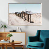 54616109-MGV-CV-36X24-Desert Mailboxes Wall Art – Rustic Rural Roadside Photography Canvas Print, American Southwest Landscape Home Decor for Living
