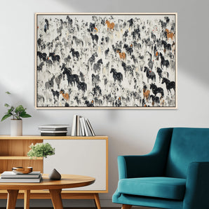 56463722-MGV-CV-36X24-Colorful Horse Herd Wall Art – Abstract Wild Horses Canvas Print, Rustic Western Farmhouse Décor for Living Room, Bedroom, Office