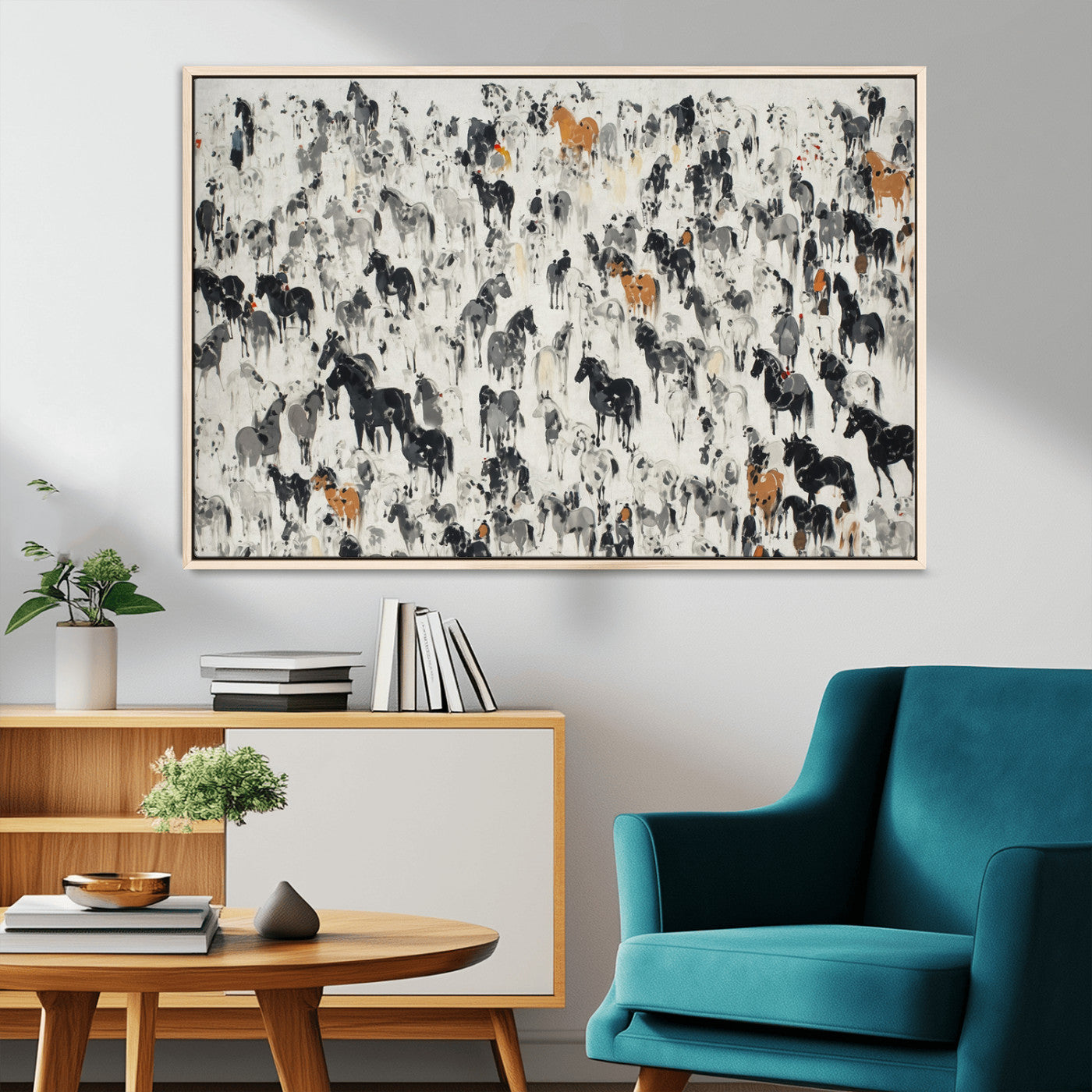 56463722-MGV-CV-36X24-Colorful Horse Herd Wall Art – Abstract Wild Horses Canvas Print, Rustic Western Farmhouse Décor for Living Room, Bedroom, Office