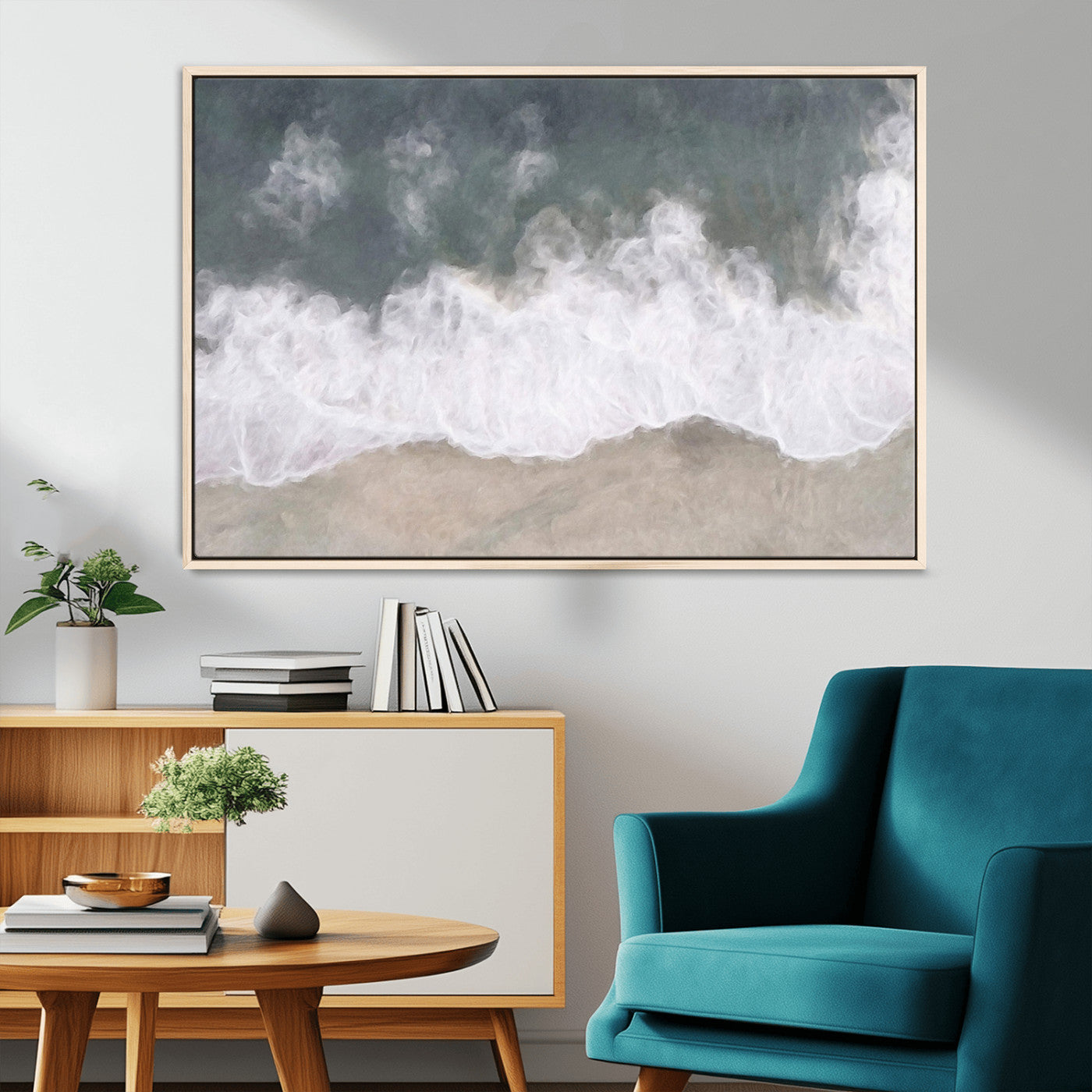 10072982-MGV-CV-36X24-Abstract Ocean Wave Wall Art – Coastal Beach Canvas Print, Minimalist Seascape Painting, Modern Ocean Inspired Artwork for Living
