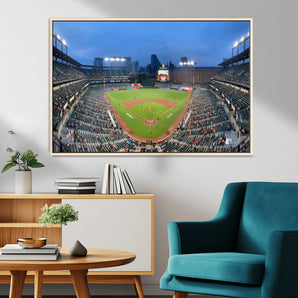 49925789-MGV-CV-36X24-Baseball Stadium Wall Art – Panoramic Ballpark Canvas Print, Game Day Sports Decor, Modern Artwork for Office, Man Cave, Sports