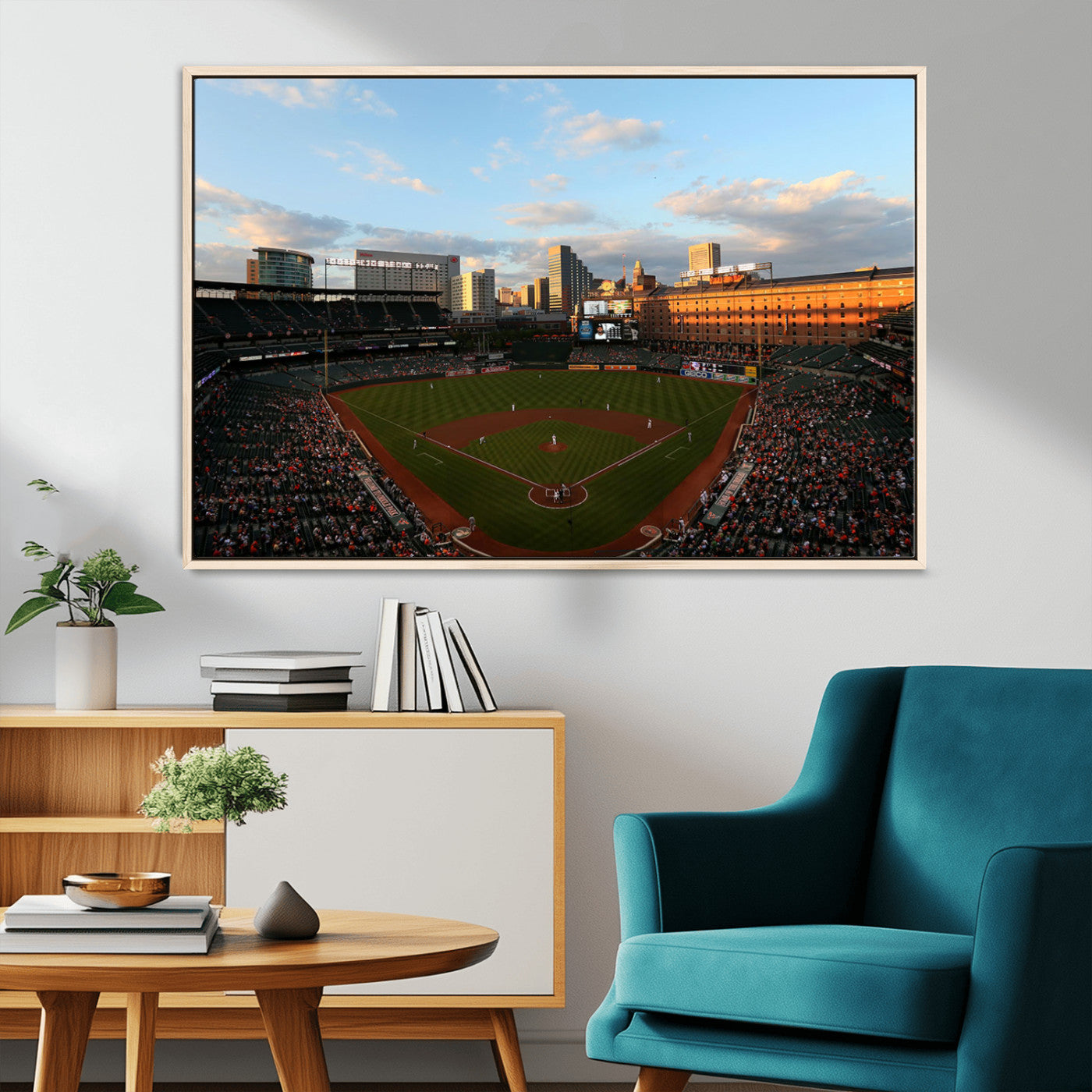 22285236-MGV-CV-36X24-Baseball Stadium Sunset – Panoramic Ballpark Canvas Wall Art, Sports Decor for Office, Man Cave, Game Room, Sports Bar, Baseball