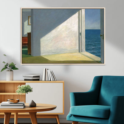 34188481-MGV-CV-36X24-Coastal Sunlight Wall Art – Minimalist Ocean View Canvas Print, Serene Beach House Inspired Decor for Bedroom, Living Room,