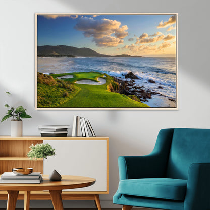 50107048-MGV-CV-36X24-Golf Course Wall Art – Coastal Ocean View Canvas Print, Scenic Fairway Landscape Decor for Office, Man Cave, Bedroom, or Living