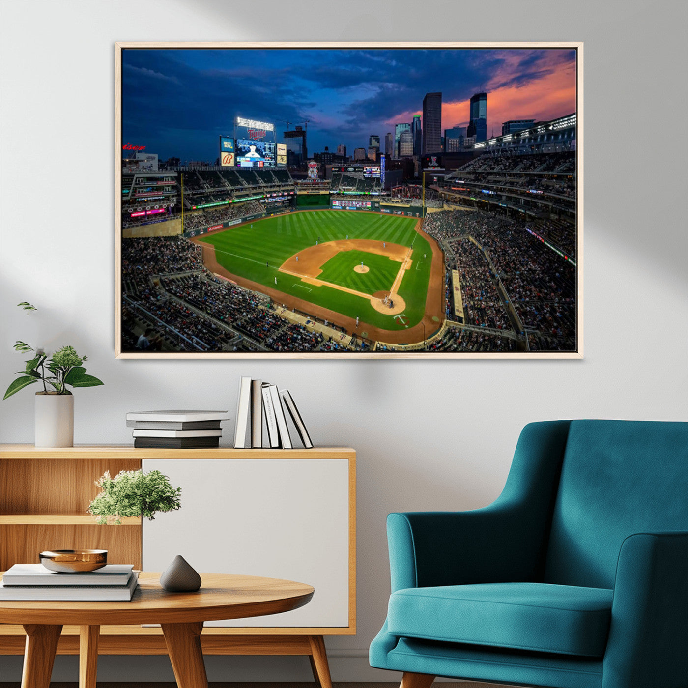 68222753-MGV-CV-36X24-Baseball Stadium Wall Art – Panoramic Night Game Canvas Print, Sports Decor for Man Cave, Office, Bar, or Living Room