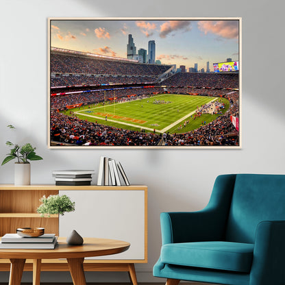 55377093-MGV-CV-36X24-Soldier Field Wall Art – Panoramic Chicago Bears Football Stadium Canvas Print, Game Day Sports Decor for Man Cave, Bar, Office,