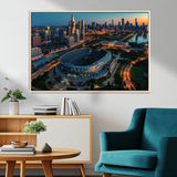 36690345-MGV-CV-36X24-Soldier Field Wall Art – Chicago Bears Stadium Aerial Night Canvas Print, City Skyline Football Decor for Living Room, Office, or